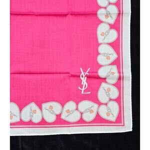 Yves Saint Laurent Silk Heart Design Handkerchief